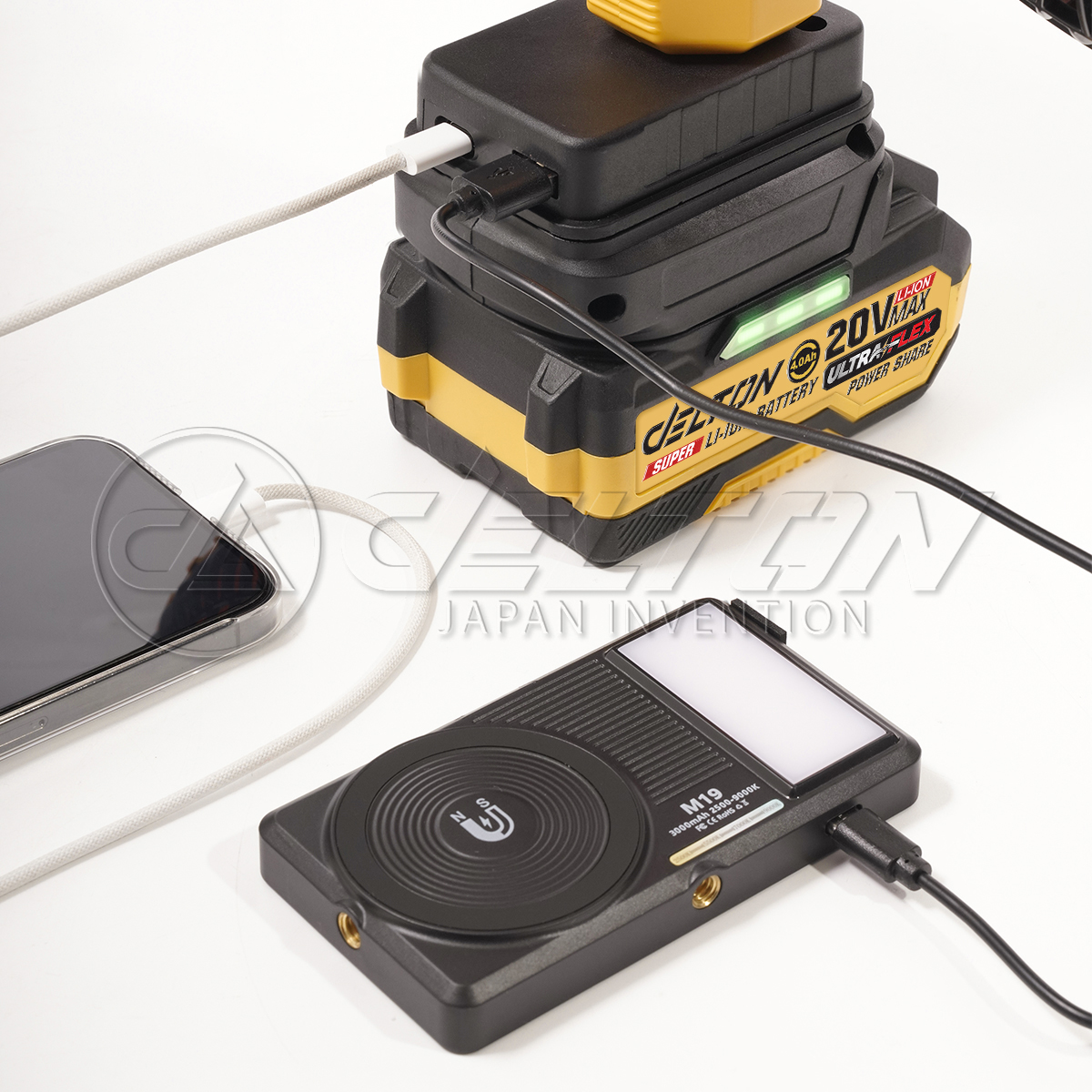 พัดลมไร้สาย 2 หัว 5 นิ้ว (พร้อมแบตเตอรี่) DELTON รุ่น DFM-09X ULTRAFLEX 20V 4AH_7